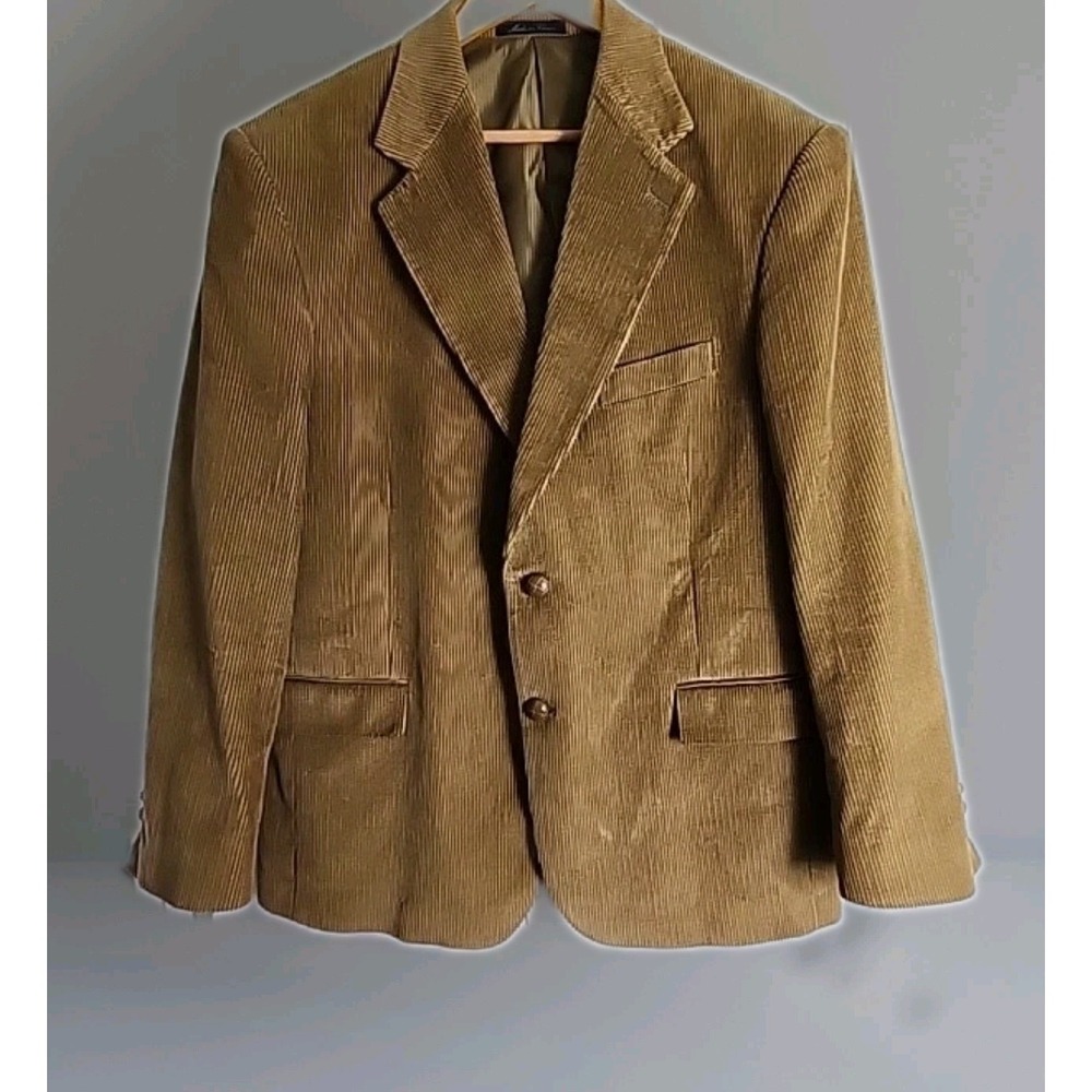 VTG New England Collection Corduroy Blazer Jacket Mens 42R Tan Brown Sport Coat